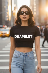 Women's Drapelet Black Crop Top