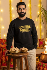 Men's Black Bonfire & Chill – Lohri Edition Cotton Sweatshirt