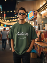 Unisex Bottle Green Round Neck Half Sleeve Authentic Oversized T-shirt
