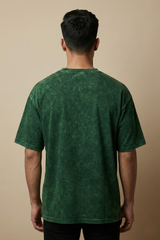 Men's Acid Washed Oversized Bottle Green Tee