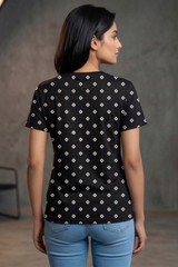 Women’s Minimal White Floral Pattern AOP T-Shirt