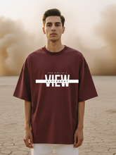 Unisex Maroon Round Neck Half Sleeve Different View Oversized T-shirt