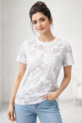 Women’s Abstract Geometric Pattern AOP T-Shirt