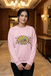 Women's Light Baby Pink Pop Goes the Lohri – Festive Cotton Sweatshirt