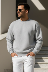 Men's Plain Grey Melange Sweatshirt