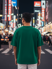 Unisex Bottle Green Round Neck Half Sleeve Holy Spirit Oversized T-shirt
