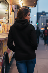Women's Drapelet Black Hooded Sweatshirt