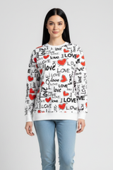 Women's Bold Love Typography All-Over Print Sweatshirt