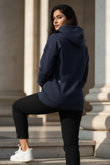 Women's Fearless Navy Blue Oversized Hooded Sweatshirt