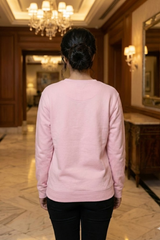 Women's Light Baby Pink Pop Goes the Lohri – Festive Cotton Sweatshirt