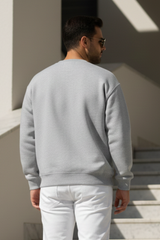 Men's Plain Grey Melange Sweatshirt