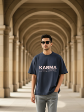 Unisex Navy-Blue Karma Terry Cotton Oversized T-shirt