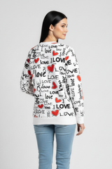 Women's Bold Love Typography All-Over Print Sweatshirt