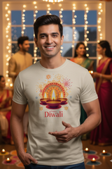 Unisex Diwali Diya & Mandala Graphic Classic Crew T-Shirt