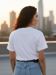 Women's Round Neck Half Sleeve White Plain T-shirt