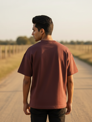 Unisex Maroon Karma Terry Cotton Oversized T-shirt