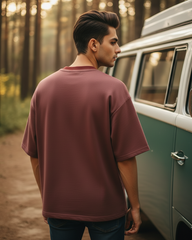 Unisex Maroon Programmer Terry Cotton Oversized T-shirt