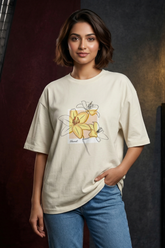 Women's Floral Sketch Oversized T-Shirt