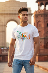 Men's Vande Matram Tricolour Calligraphy Classic Crew T-Shirt
