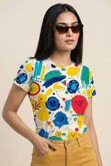Women’s Colorful Abstract Doodle All-Over Print (AOP) T-Shirt