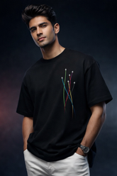 Men's Minimal Airplane Trails Graphic Oversized T-Shirt