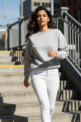 Women's Plain Grey Melange Sweatshirt