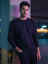 Men's Black Round Neck Full Sleeve Plain T-shirt