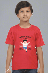 Boys Red Round Neck Half Sleeve Runner T-shirt - Drapelet