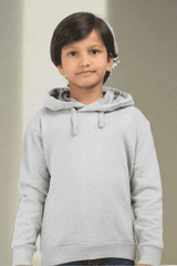 Kids Unisex Plain Grey Melange Hooded Sweatshirt - Drapelet