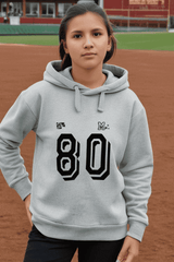 Kids Unisex Team 80 Grey Melange Hooded Sweatshirt - Drapelet