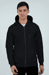 Unisex Plain Black Zipped Hoodie - Drapelet