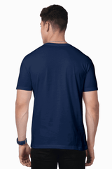Unisex Round Neck Navy Blue Half Sleeve Premium Supima T-shirt - Drapelet
