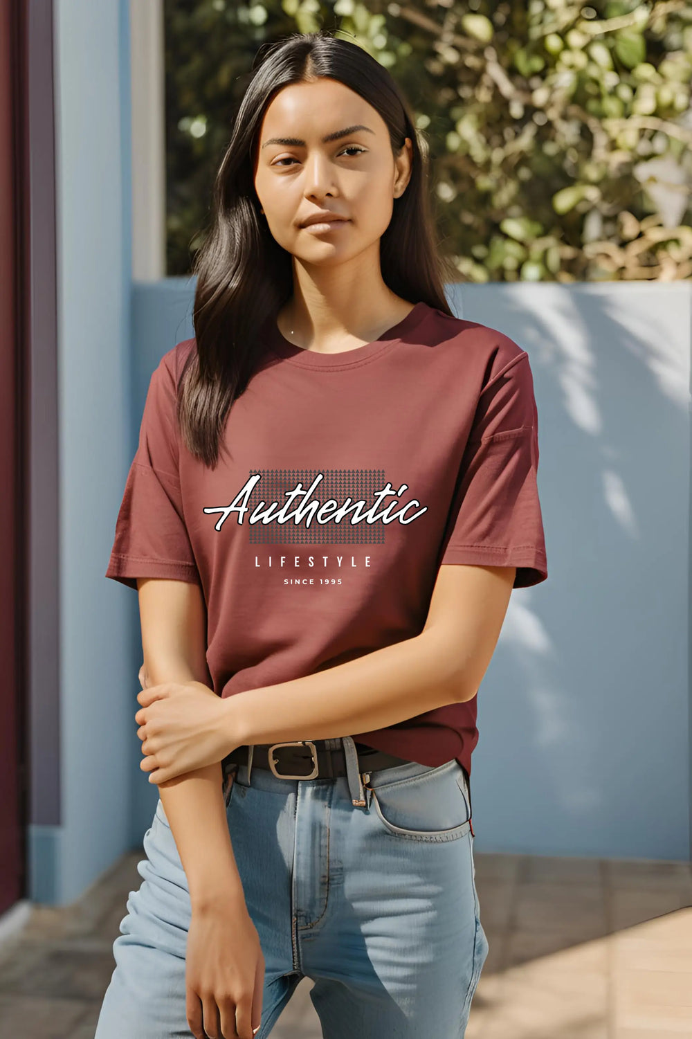 Round Neck Maroon Half Sleeve Tshirt