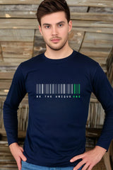 Men's Be Unique Round Neck Navy Blue Full Sleeve T-shirt