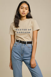 Women's "Master of Sarcasm" Graphic Half Sleeve T-shirt