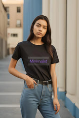 Women's Minimalist Black Half Sleeve T-shirt