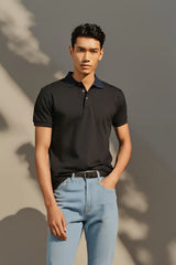 Men's Black Polo Half Sleeve T-shirt