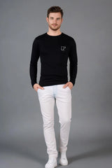 Men's Black Round Neck Full Sleeve T-shirt