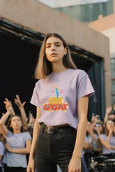 Women's Stay Groovy Lavender Half Sleeve T-shirt
