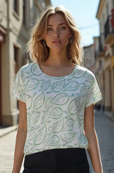 Leaf Print Half Sleeve Tshirt