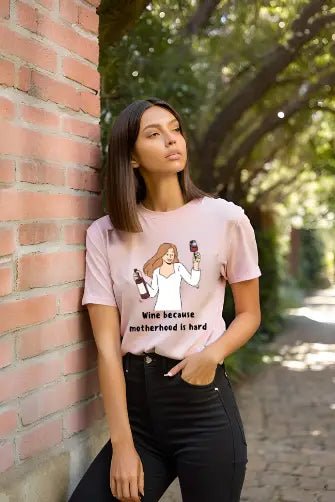 Women's "Wine & Motherhood" Half Sleeve T-Shirt