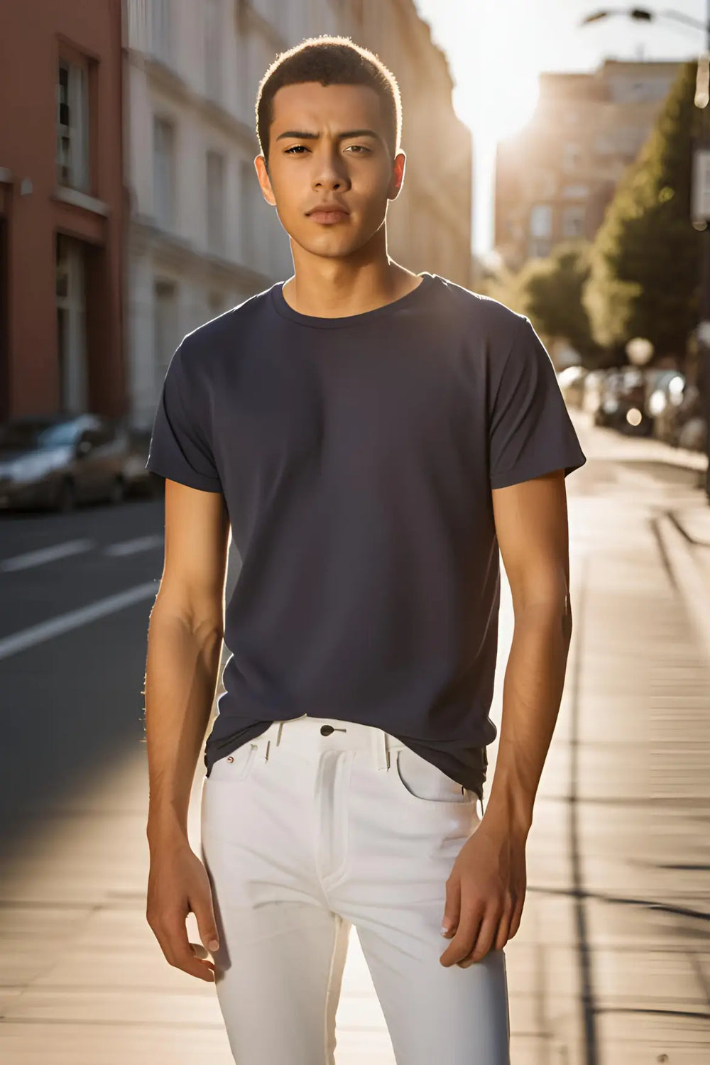 Men's Navy-Blue Round Neck Half Sleeve Plain Tshirt