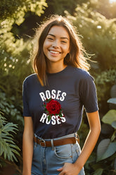 Women's Romantic Rose Half Sleeve T-Shirt