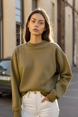 Women's Plain Olive Green Sweatshirt