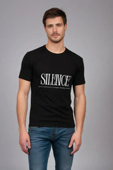 Black Half Sleeve Silence Tshirt