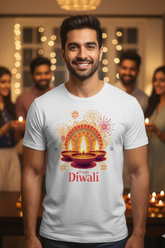 Unisex Diwali Diya & Mandala Graphic Classic Crew T-Shirt