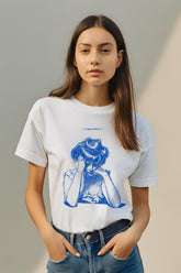 Women's Sketch Woman Portrait Half Sleeve T-shirt