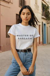 Women's "Master of Sarcasm" Graphic Half Sleeve T-shirt