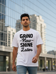Unisex Shine Later Typography Terry Cotton White Oversized T-shirt