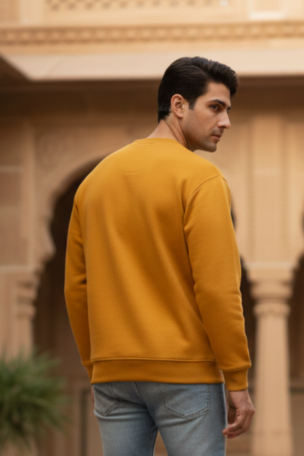 Men's Plain Mustard Yellow Sweatshirt